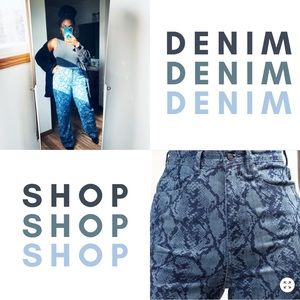 Blue Patterned Women Jeans